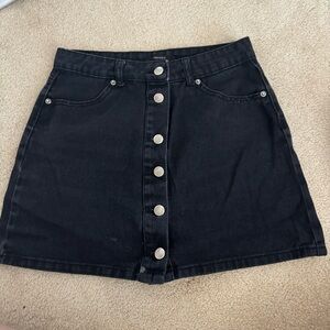 Forever 21 Button Black Denim Skirt